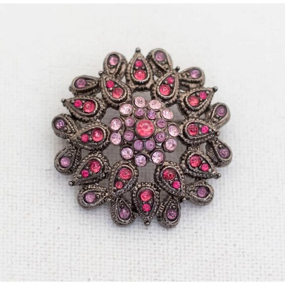 Vintage Art Nouveau Ruby Orchid Brooch - T13 - Picture 1 of 2